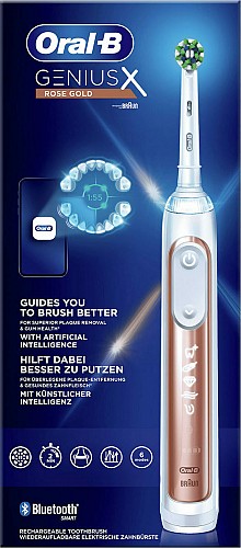 Oral-B Genius X Ηλεκτρική Οδοντόβουρτσα με Χρονομετρητή και Αισθητήρα Πίεσης Rose Gold 81770083