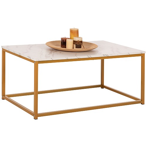 B2bmarkt ΤΡΑΠΕΖΙ ΣΑΛΟΝΙΟΥ SAFFRON HM8975.11 ΜΕΛΑΜΙΝΗ ΛΕΥΚΟ ΜΑΡΜΑΡΟ-ΧΡΥΣΗ ΒΑΣΗ 95Χ55Χ43,5Yεκ.