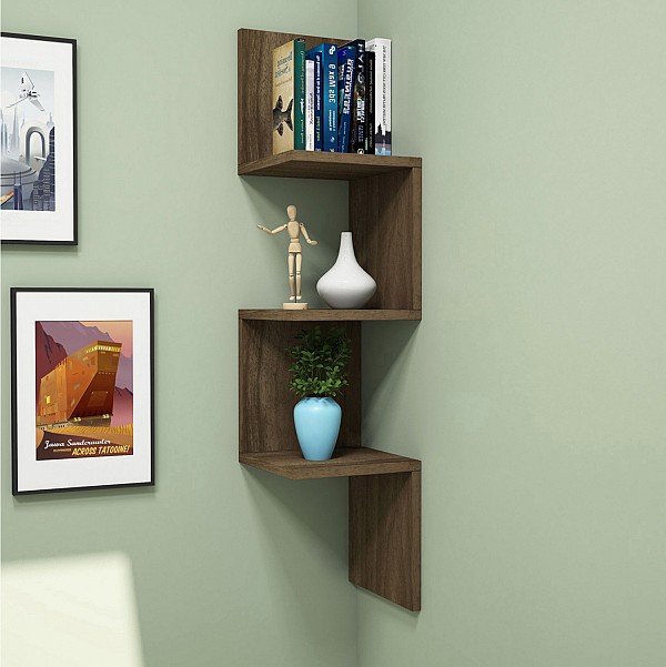 B2bmarkt ΕΠΙΤΟΙΧΙΑ ΓΩΝΙΑΚΗ ΡΑΦΙΕΡΑ ILLUSION HM8935.11 ΜΕΛΑΜΙΝΗ ΣΕ ΣΚΟΥΡΟ ΦΥΣΙΚΟ 25x25x105,4Υεκ.