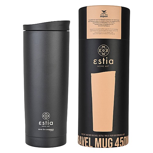ESTIA ΘΕΡΜΟΣ TRAVEL MUG SAVE THE AEGEAN 500ml MIDNIGHT BLACK 01-20316