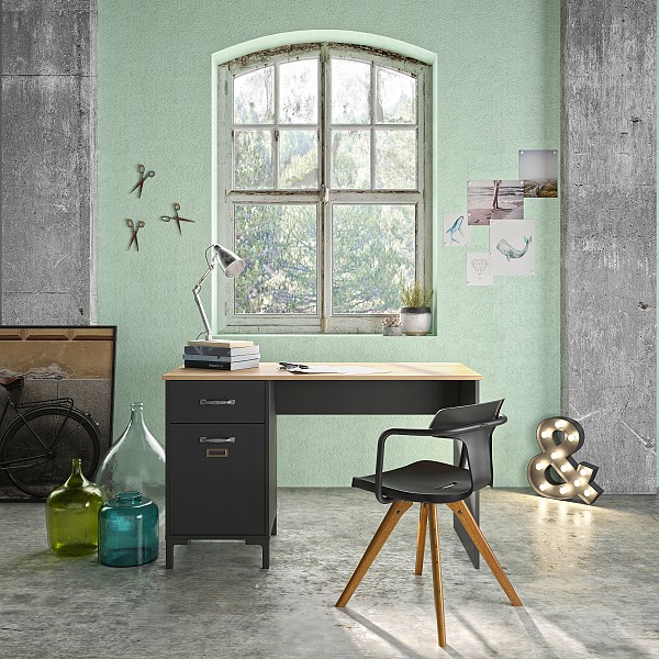 Inside Home Manchester Γραφείο με 1 ντουλάπι και 1 συρτάρι 120x55εκ. Helvezia Oak/Black 0111.GM08