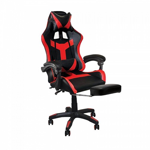 Woodwell BF7860 Gaming Relax Πολυθρόνα Γραφείου με Υποπόδιο, Pu Μαύρο - Κόκκινο Ε-00023440 ΕΟ581,1