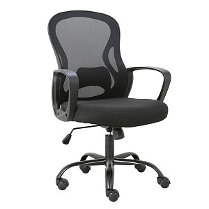 Woodwell BF2011 Πολυθρόνα Γραφείου, Βάση Μέταλλο Βαφή Μαύρο, Mesh Μαύρο, PP Μαύρο Ε-00022088 ΕΟ600,1